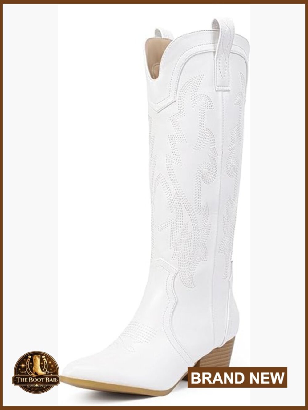 Vintage Cowboy Boots Embroidered Knee High Chunky Heel Cowgirl Western Tall